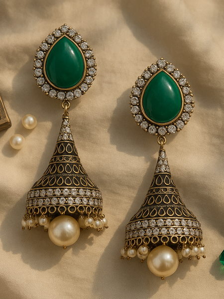 Meher Emerald Jhumka Earrings