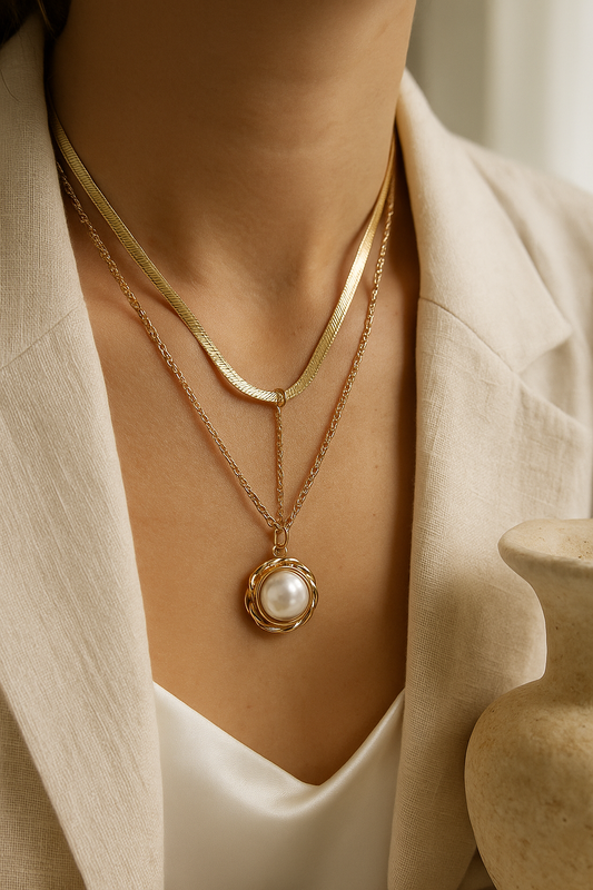 Golden Grace Pearl Pendant Necklace