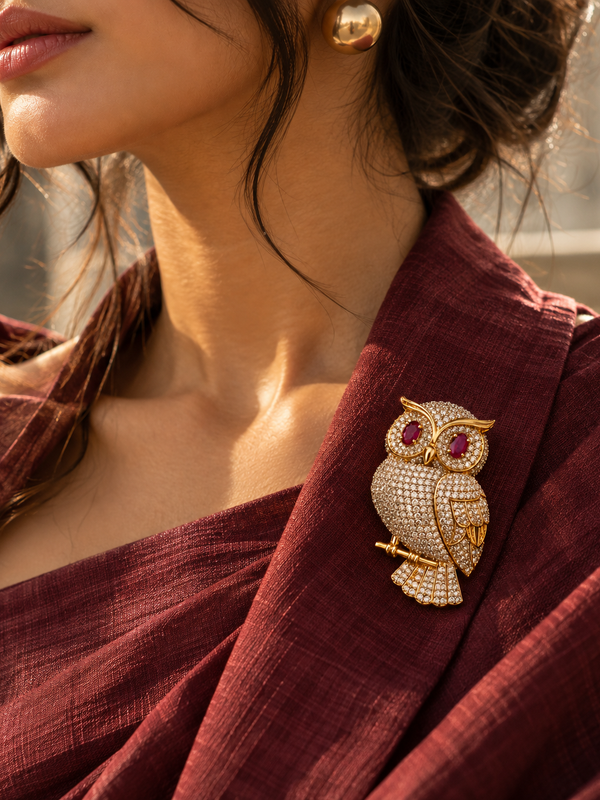 Rakta Drishti Owl Brooch