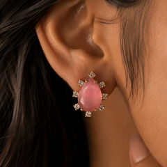Roselle Blush Teardrop Stud Earrings