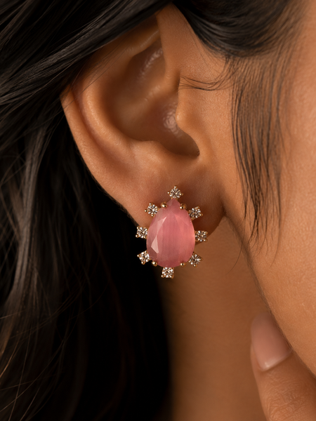 Roselle Blush Teardrop Stud Earrings