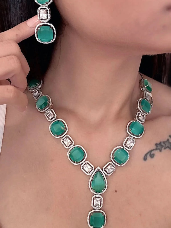 Aqua Glint Diamond Necklace Set