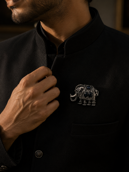 The Midnight Maharaja Elephant Brooch