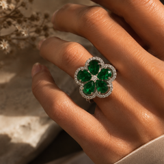 Emerald Bloom Statement Ring