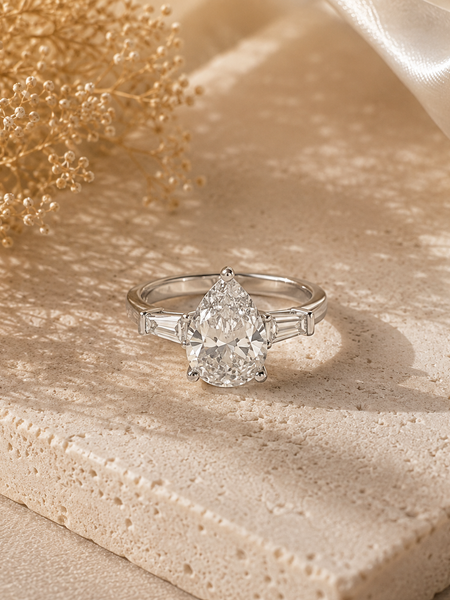 Aurora Pear Solitaire Ring