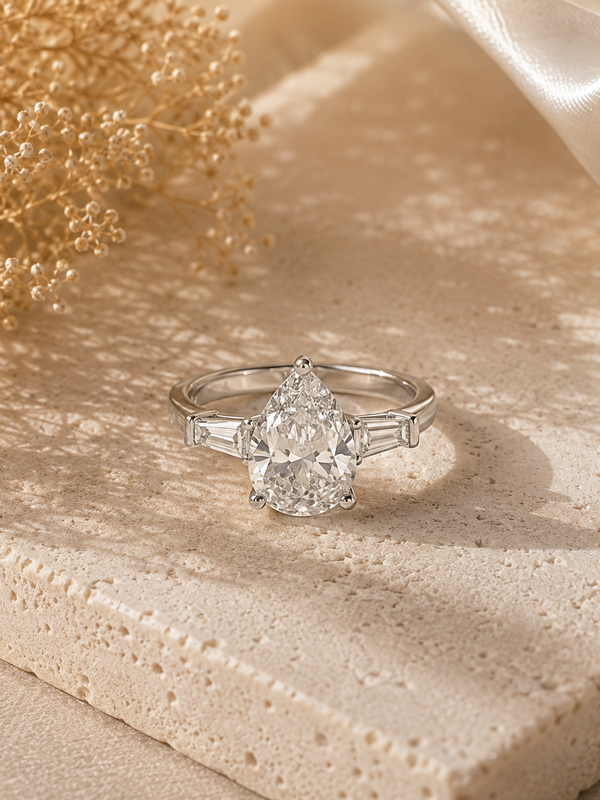 Aurora Pear Solitaire Ring