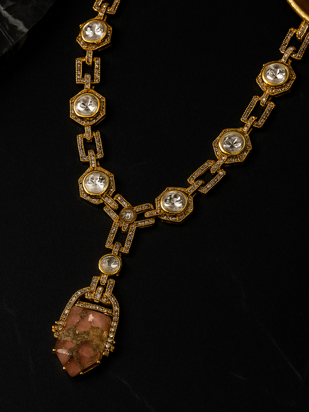 Art Deco Mosaic Stone Necklace & Earrings Set