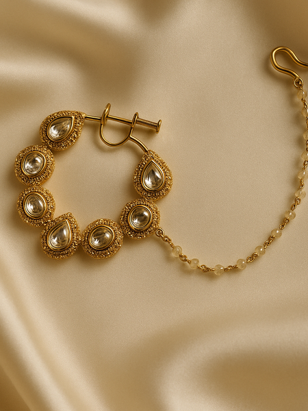 Statement Kundan Bridal Nath with Chain