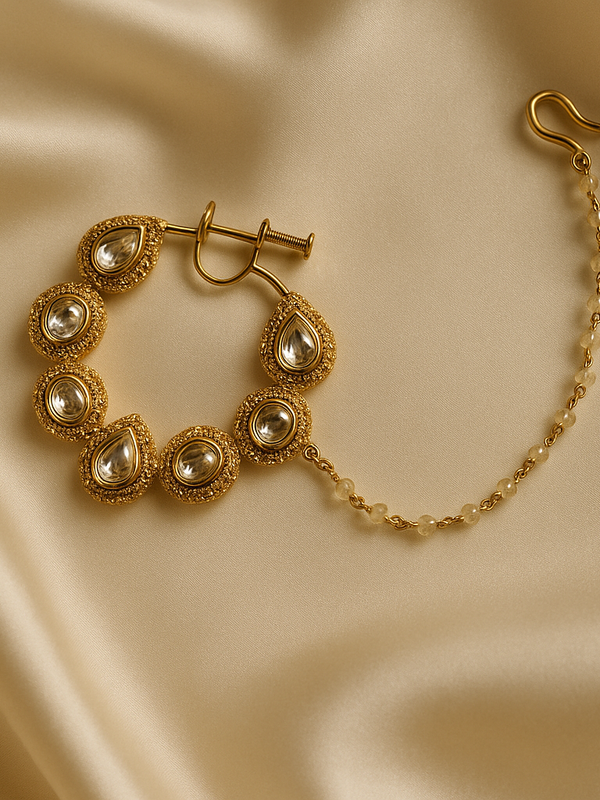 Statement Kundan Bridal Nath with Chain