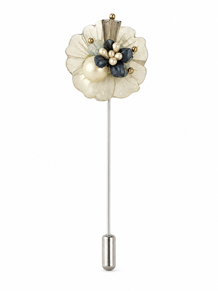 Celeste Floral Pearl Lapel Pin