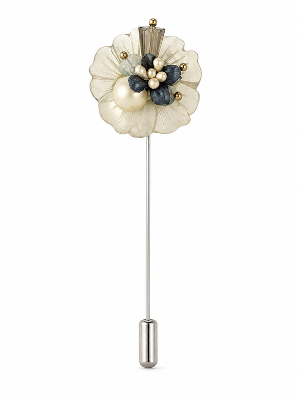 Celeste Floral Pearl Lapel Pin
