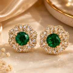 Emerald Blossom Stud Earrings