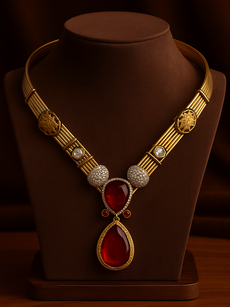 Aarunya Ruby Regal Necklace Set