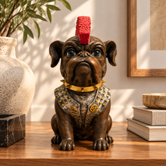 The Rebel Bulldog – Red Mohawk Sculpture
