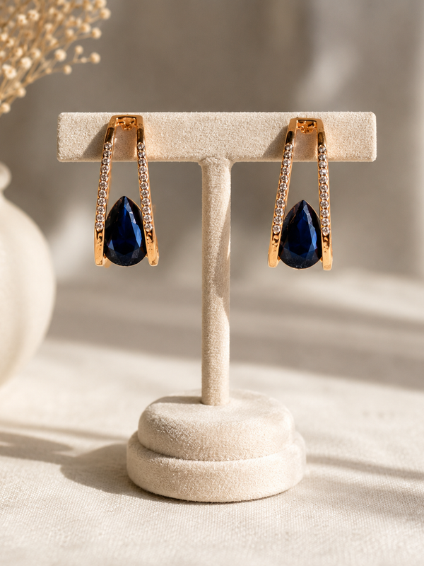 Midnight Sapphire Drop Earrings