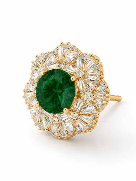 Emerald Blossom Stud Earrings