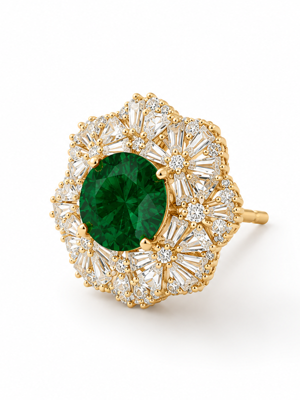 Emerald Blossom Stud Earrings