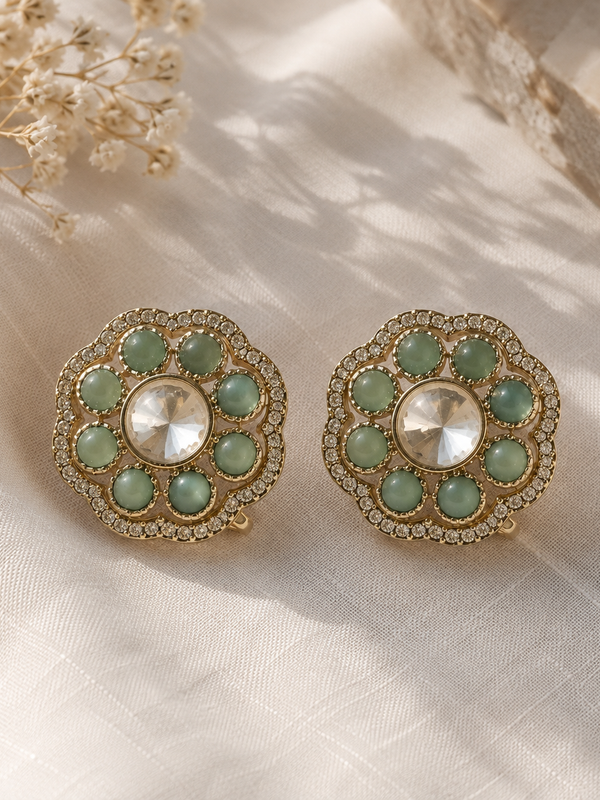 Meher Mint Kundan Studs