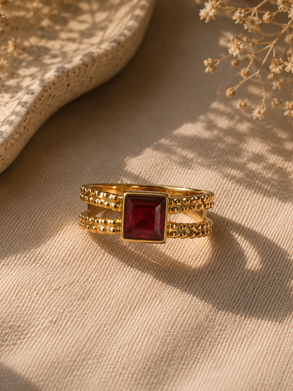 Riva Ruby Geometric Ring
