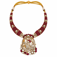 Mayurika Ruby Polki Necklace & Earrings Set