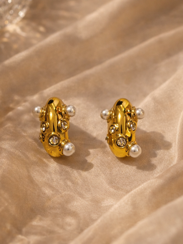 Celeste Pearl Crystal Stud Earrings