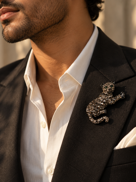 Noir Panther Brooch