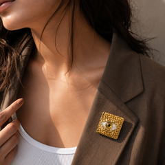 Golden Evil Eye Statement Brooch
