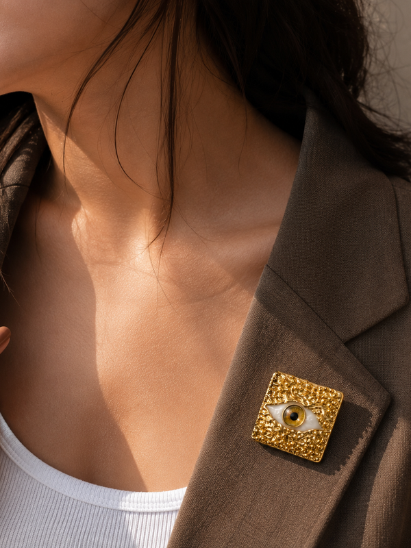 Golden Evil Eye Statement Brooch