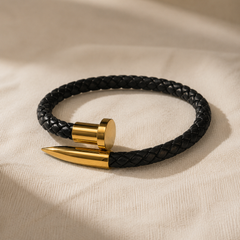 The Gold Nail Leather Bracelet