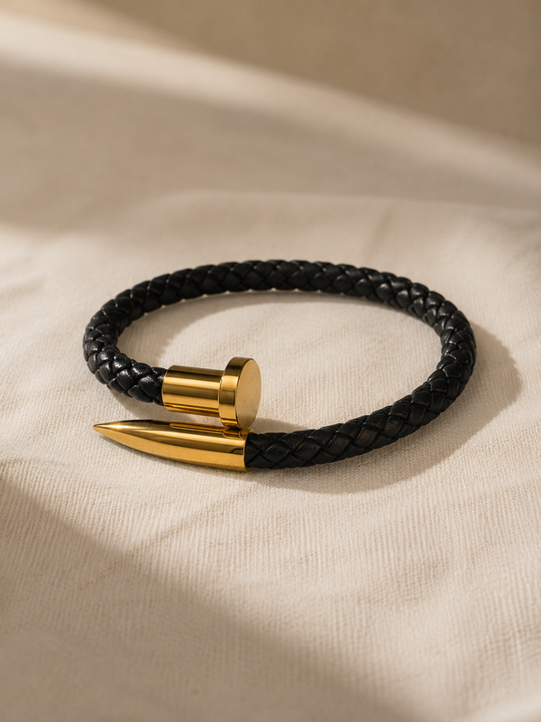 The Gold Nail Leather Bracelet