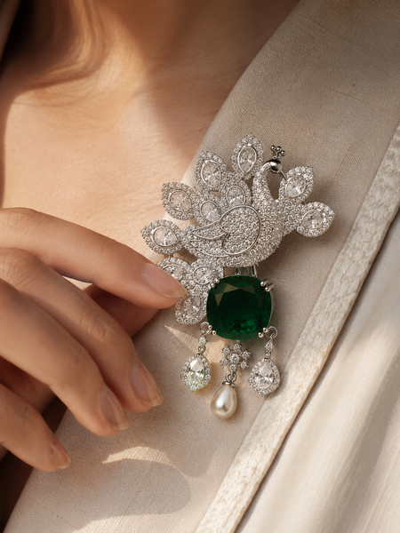 The Emerald Mayura Statement Brooch