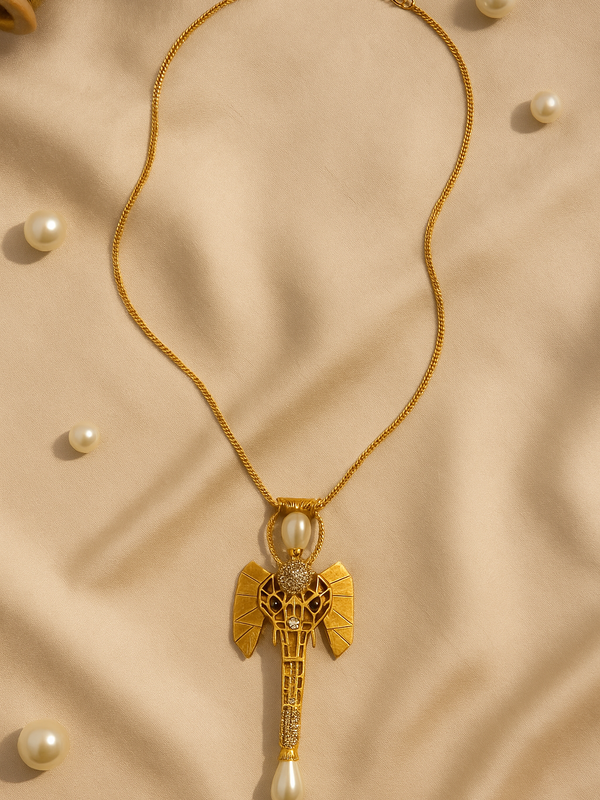 Elephant Pearl Necklace Set
