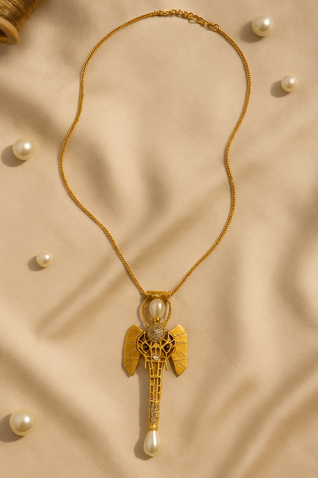 Elephant Pearl Necklace Set