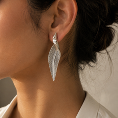 Sylva Silver Sculpted Leaf Earrings