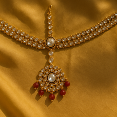 Ruby Kundan Maatha Patti with Maang Tikka