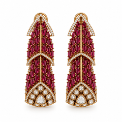 Mehrunisa Ruby Cascade Necklace & Earrings Set