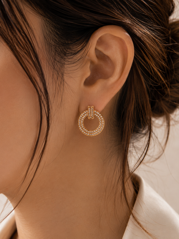 Pavé Circle Stud Earrings