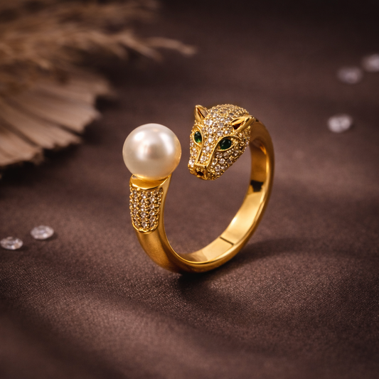 Regal Panther Pearl Open Ring
