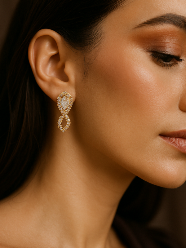 Sparkling Teardrop Loop Earrings