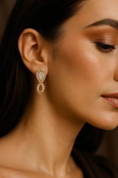 Sparkling Teardrop Loop Earrings