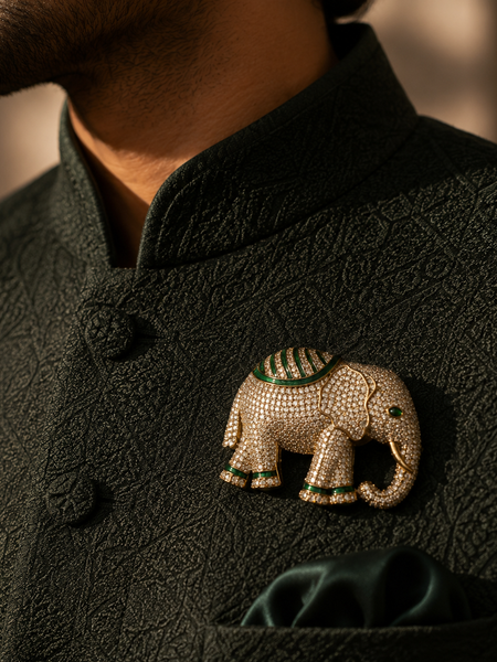 The Royal Emerald Elephant Brooch