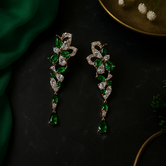 Emerald & Diamond Drop Earrings