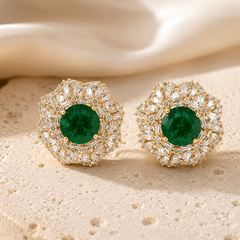 Emerald Blossom Stud Earrings