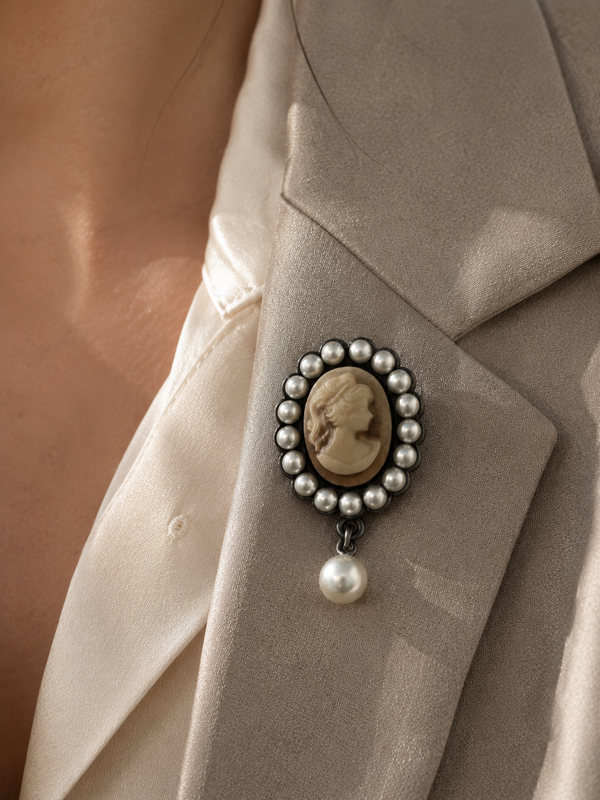 Regalia Pearl Cameo Brooch