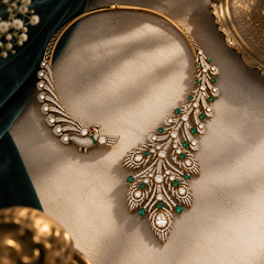 Morni Emerald Polki Necklace & Earrings Set