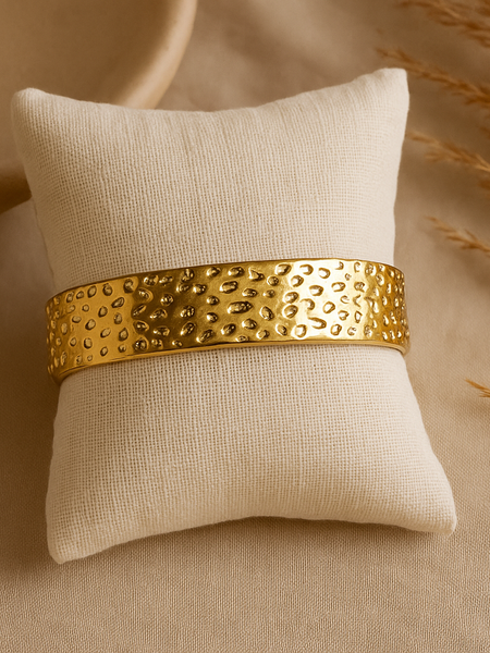 Textured Glow Gold-Plated Cuff Bracelet
