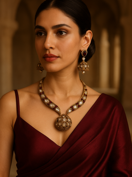 Rajmohini Kundan Polki Necklace Set