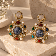Nayab Navratna Necklace & Earrings Set