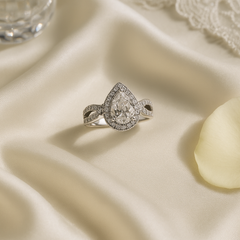Regal Teardrop Halo Ring