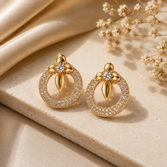 Fleur Pavé Circle Stud Earrings